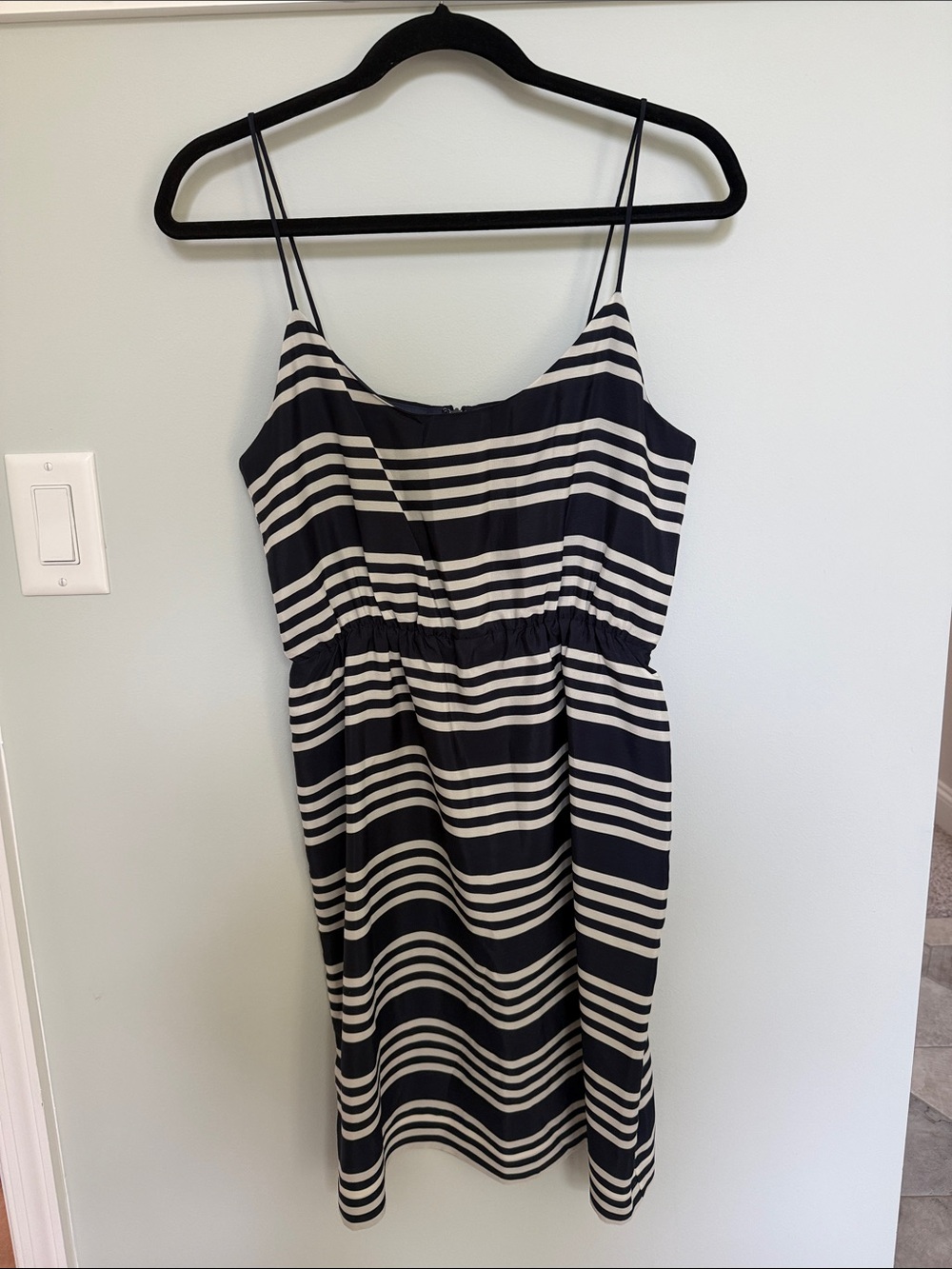 J. Crew Striped Navy and White Spaghetti Strap Dress
